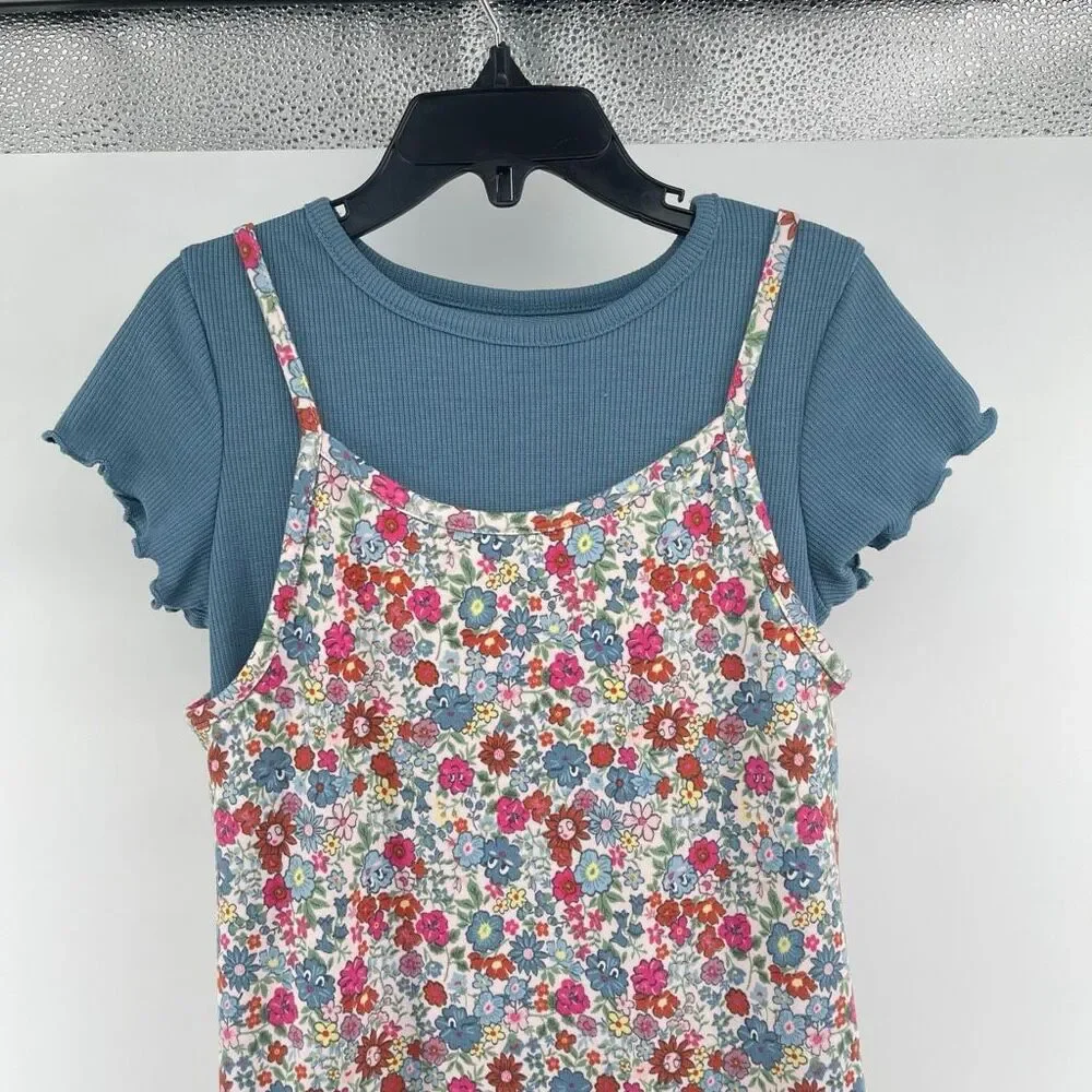 365 Kids by Garanimals Girls Floral Dress Layered Tee Outfit Size 6